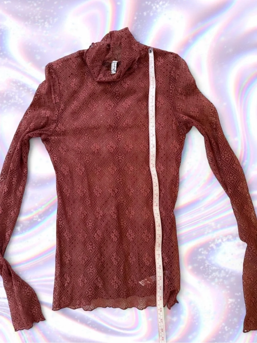 Free People Double Layer Tribeca Sheer Lace Mock Neck Top - Rusty Pink